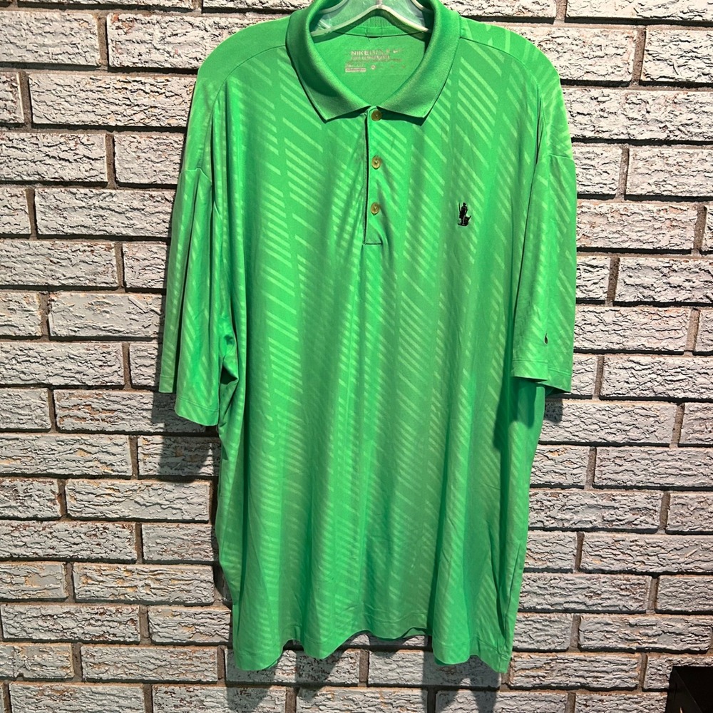 Nike Golf Tour Performance Dri-FIT Polo Shirt Mens XL Green Striped Short Sleeve